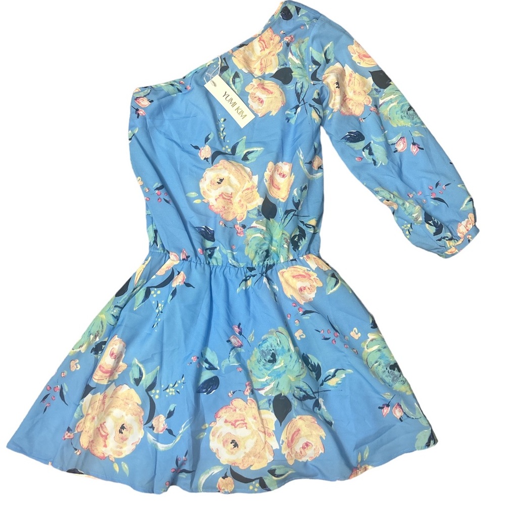 Yumi Kim Sky Blue Rose Garden One Shoulder Dress XS